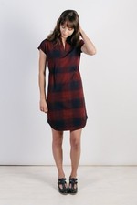 Bridge And Burn Clement Dress Burgundy Ombré Plaid Size XS