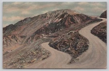 CO Nearing the Top of Pike's Peak on Auto Highway Switchbacks Linen Unp Sanborn