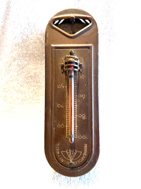 VINTAGE ARCHITECTURAL SALVAGE THERMOSTATS HONEYWELL ART DECO STEAMPUNK BRASS