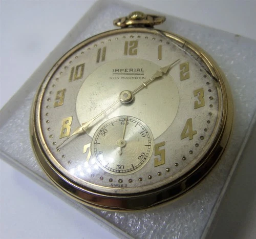 Vintage Antique Swiss made Imperial 17 Jewel Cal. 5736 Pocket Watch 10kGP