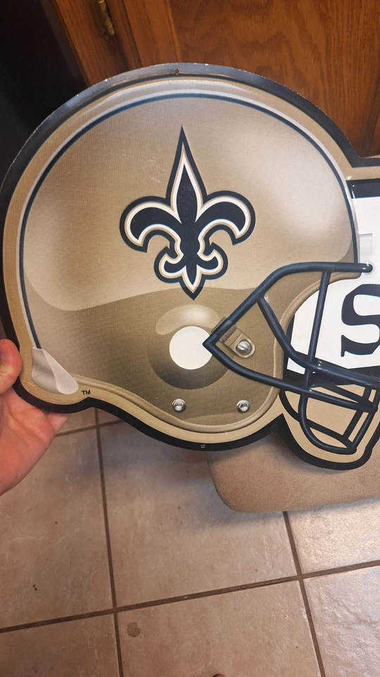 Vintage New Orleans Saints Tin Beer Sign Super Bowl  - Image 3 of 4