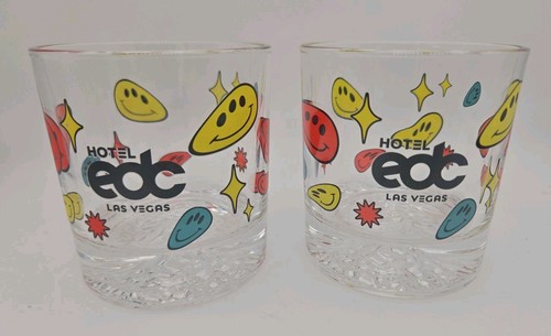 Insomniac Hotel EDC Las Vegas Happy Smiley Glasses Limited Edition Rocks Whiskey