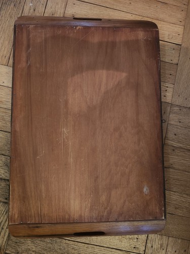Vintage MCM Brazilian Morpho Butterfly Wing Mosaic Inlay Wood Serving Tray READ - Picture 8 of 21