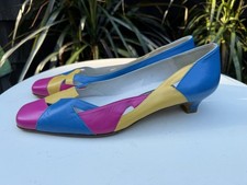 Vintage Kitten Heel Pump Shoes Color block Sz 8M Ingledew  s Grenada Spain