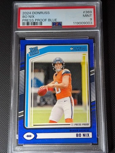 2024 Bo Nix Panini Donruss Press Proof Blue #369 PSA 9