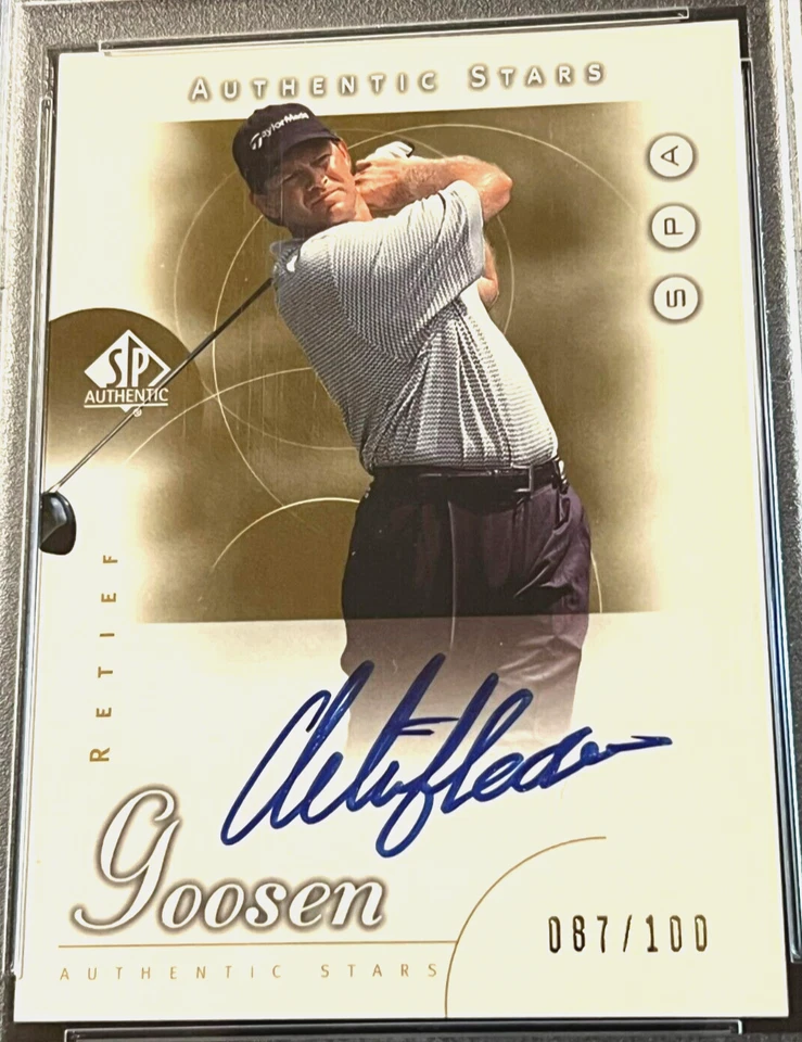 2001 SP AUTHENTIC GOLF #78 RETIEF GOOSEN PSA 9 - 1/100 POP 6 ROOKIE AUTO GOLD - Image 2 of 4