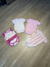 0-3 Months Girls Bodysuit Bundle Set of 4 Pink Floral Unique Baby Clothes