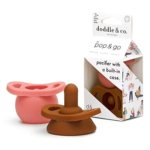 Doodle & Co. Pop & Go Pacifier for New Born Babies with Built-in Case | Pinch...