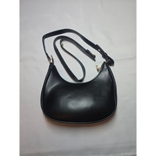 Black Faux Leather Shoulder Bag – Gold-Tone Hardware