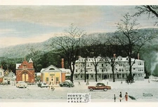 STOCKBRIDGE AT CHRISTMAS, Norman Rockwell Art Postcard, Classico #611-241