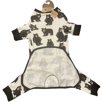 NWT Lazy One Dog Flapjacks Black Bears One Piece Pet Pajamas Size XL White Black - Image 1 of 4