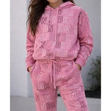 DKNY Girls Tracksuit Set Pink Size 5 Hoodie Joggers 2 Piece Logo NWT