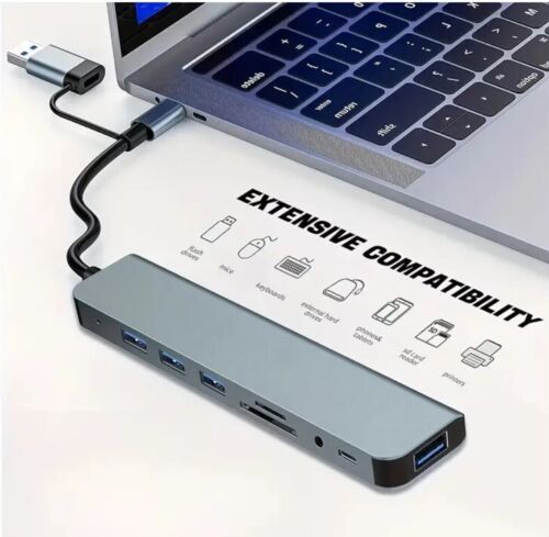 8 in 1 Multi Port USB-C Hub Type C To USB 3.0 4K Adapter For Macbook / Laptop UK - Picture 3 of 6