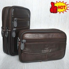 Men Genuine Leather Mobile Phone Holder Belt Bag Waist Pack Holster Pouch UK