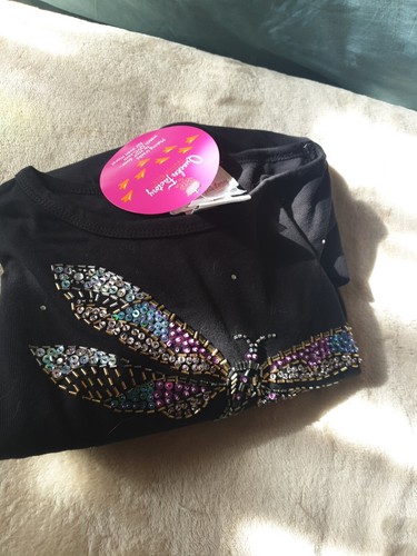 BNWTS QvC Quacker Factory BEADED DRAGONFLY TOP 3/4 SLEEVED BLACK size SMALL 14 - Picture 7 of 21