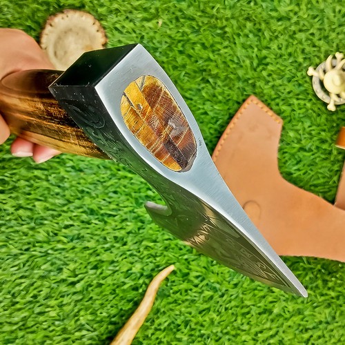CUSTOM HAND FORGED Carbon Steel Viking VALHALLA Axe Tomahawk Throwing Axe IT-733 - Picture 8 of 10