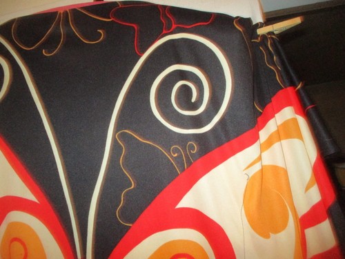 Vintage 60s Mod Caftan Psychedelic Dress Muumuu Butterfly Poly Knit One Size - Picture 2 of 3