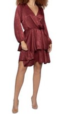 Black Tape Women's Chiffon Layered Faux-Wrap Dress - Sangria, Small, $69.99