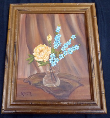 Antique Oil Painting Flower Vase Signed by Charles McMurphy of Maine - Picture 1 of 4