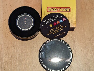 NIUE 5 $ 2023 PROOF PAC MAN CIRCULAR MAZE 2 OZ. Silber Münze RAR OVP 2 Unzen