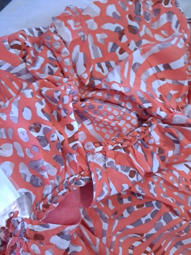 Entro Medium NWT MINI DRESS Flutter Ruffle Hem Coral Peach Color - Picture 4 of 5