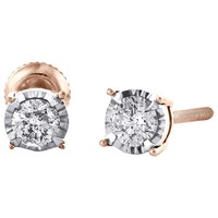 10K Rose Gold Rundschliff Diamant 4 Zacken Ohrstecker 4.25Mm Wunder Set 1/4 Ct