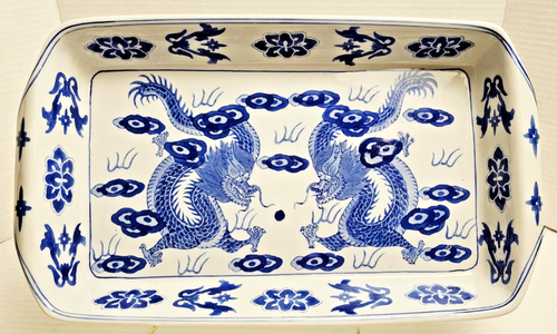 Asiatischer Drache blau-weiß Porzellan Backform - Bild 11 von 23