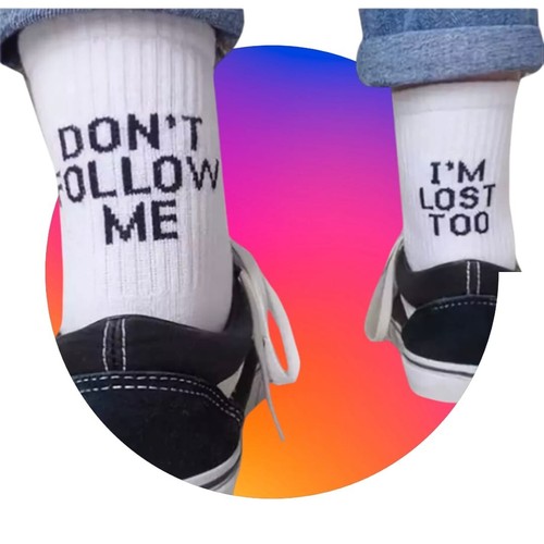 Funny socks *Novelty Socks Don't Follow Me I'm Lost Too Socks *Gift Idea For Man - Picture 1 of 10