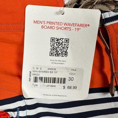 PATAGONIA Board Shorts Mens 30 Nautical Stripes Wavefarer 10” Swim Surf NWT - Picture 9 of 12