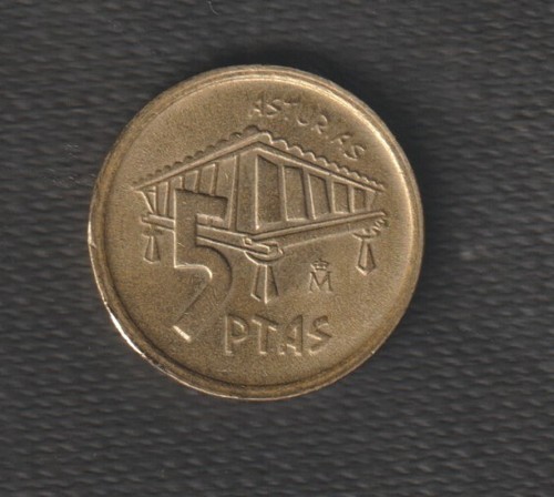 MONEDA ESPAÑA 5 PESETA 1995 ASTURIAS COBRE ALUNINIO NÍQUEL PESO 3 DI.17.