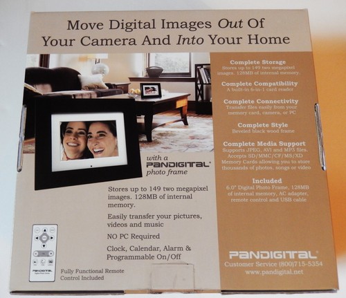 PANDIGITAL 6 Inch LCD Black & White Digital Photo Frame 128MB - Picture 3 of 6
