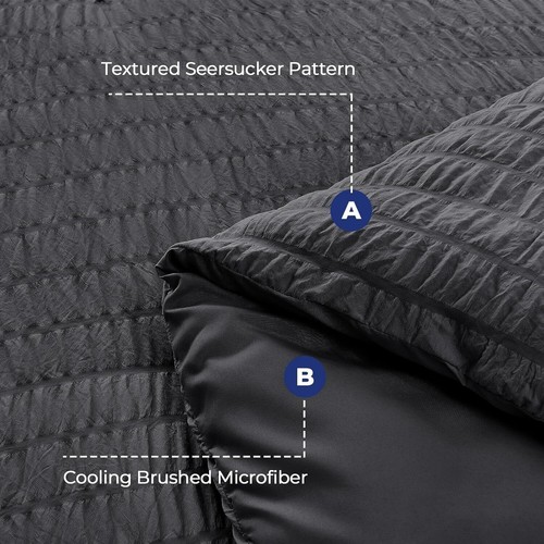 3PCS Seersucker Comforter and Coverlet Set Collection Comforter & Pillow Sham - Picture 83 of 118