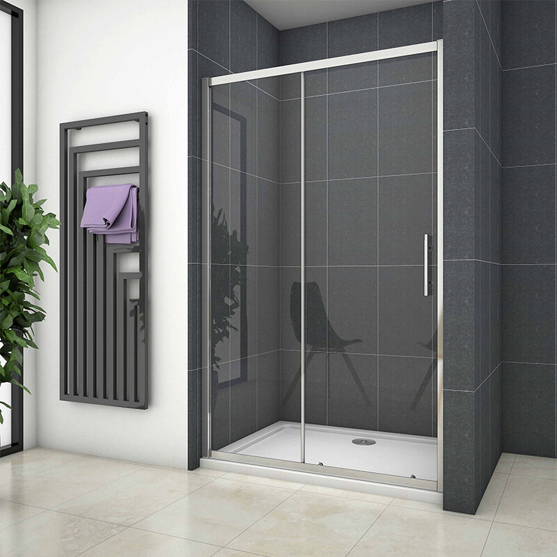 Single Sliding Shower Enclosure Cubicle Screen Door 6mm Safety Transparent Glass