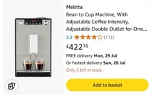 Image of Melitta Solo Automatic Bean To Cup Coffee Machine Sandy Grey E950-877 £424 RRP