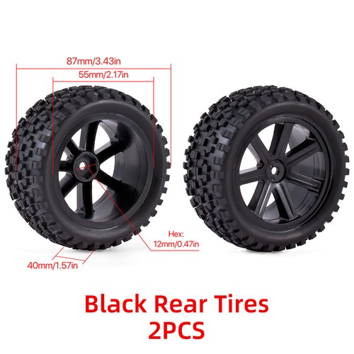 4x RC Tires Wheels 12mm Hex Tyre For Wltoy 144001 124019 Traxxas 1/10 Buggy Car - Picture 7 of 10