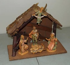 Nice! Rare! 5" Vtg  Depose "NATIVITY SET with MANGER" & 7 FIGURES /Made In Italy