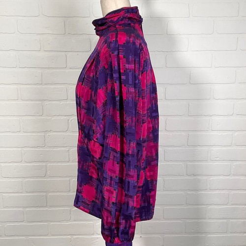 Sonya Ratay San Andre Blouse Women 10 Purple Pink Geometric Button Back USA - Picture 3 of 12