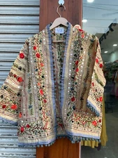 HAND EMBROIDERY PHULKARI JACKET KIMONO SHORT KIMONO OPEN JACKET MULTICOLOUR