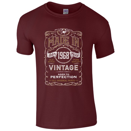 Made in 1968 T-Shirt Born 57th Year Birthday Age Present Vintage Funny Mens Gift - Picture 6 of 8