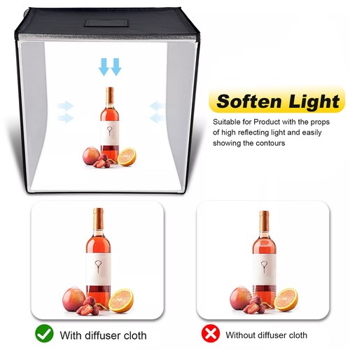 Tragbar Fotobox 60x60x60cm Fotostudio Set Led Lichtbox für Fotografie 3-Farben - Bild 9 von 10