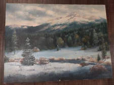 Unknown Title Rare Original On Canvas Signed Milbie Benge Mountain Painting 
