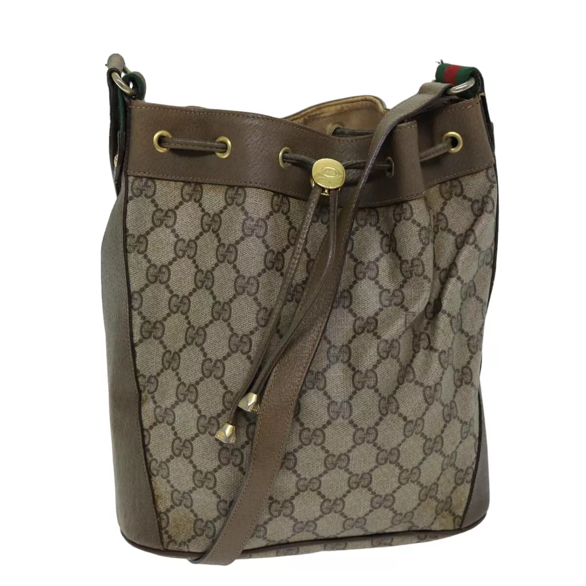 Sac à bandoulière GUCCI Web Sherry Line GG Supreme beige rouge 41 02 034 authentique 75621