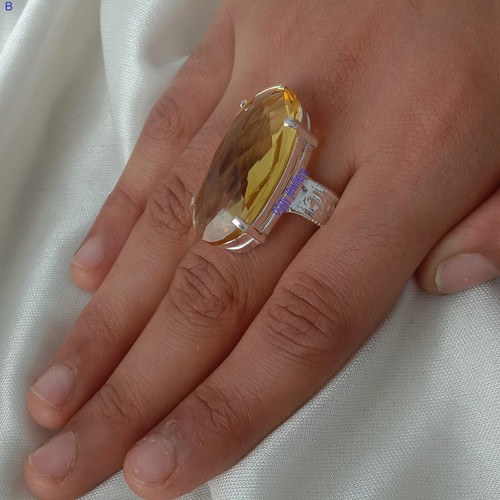 Citrine Gemstone  Handmade 925 Sterling Silver Ring For Women & Men - Picture 5 of 5