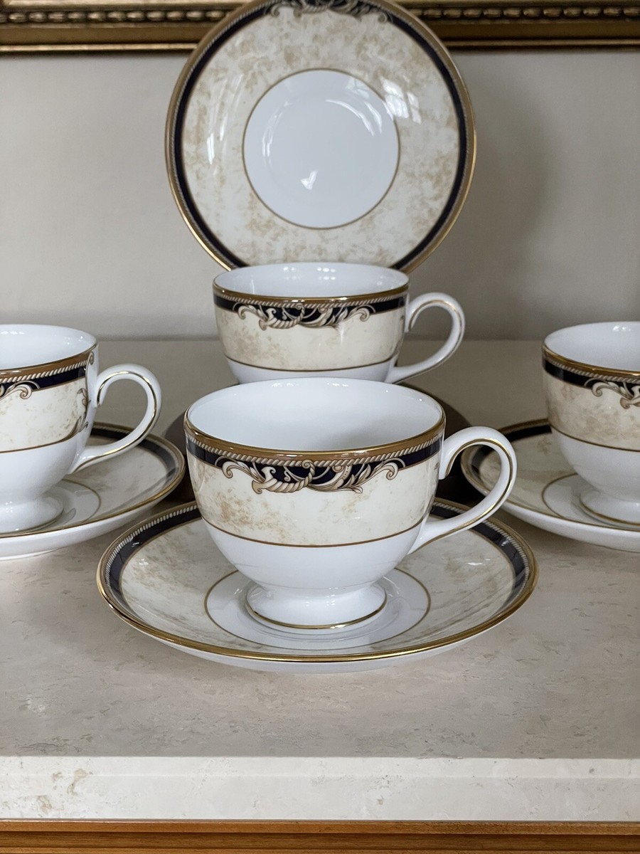 4 Wedgwood CORNUCOPIA Leigh Shape Cup & Saucer Set Of 4