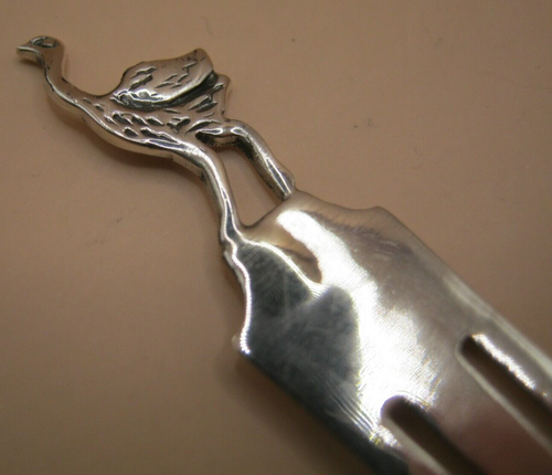 Pretty Solid Silver 925 Bookmark With A Ostrich / Bird Topper - Paper Money Clip - Picture 2 of 4