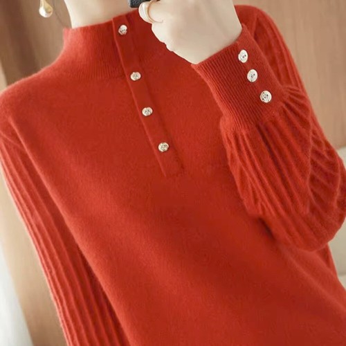 Mujeres Cuello Tortuga Prendas de Punto Jersey Suéter Informal Manga Abullonada Formal Moda - Imagen 14 de 23