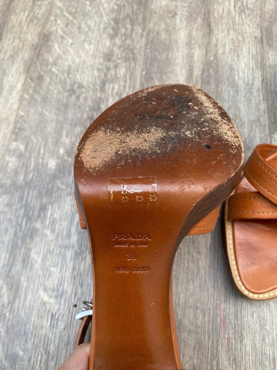 PRADA ブラウン オープントゥ ハイヒール Prada Brown Camel
