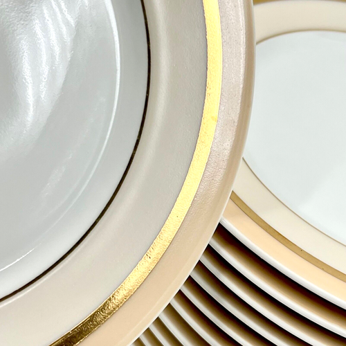 JUEGO DE 14 PLATOS DE ENSALADA CHARLES FIELD HAVILAND LIMOGES, MELOCOTÓN, DORADO - Imagen 4 de 11