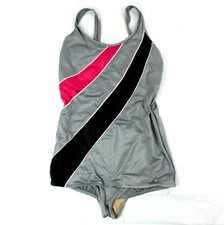 Vintage Shapemaid Diagonal Stripe Sport One Piece Swim Bathing Suit 44 NEW 1970s