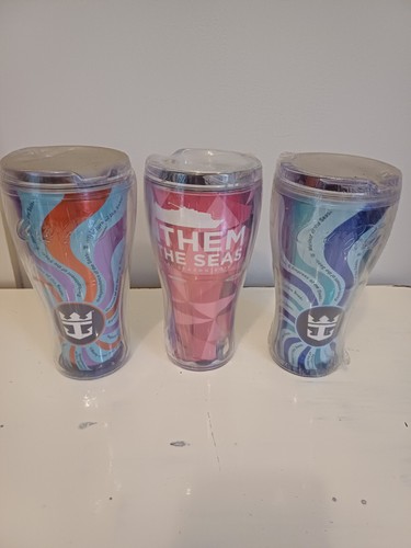3 x Sealed Royal Caribbean Coca-Cola 16oz Insulated Travel Tumbler Cups